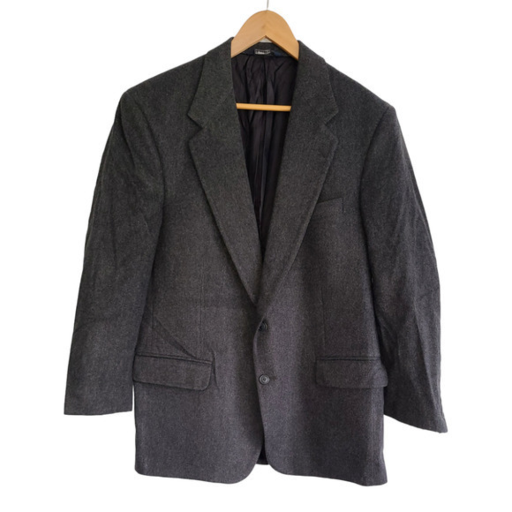 Burberrys 100% Cashmere Blazer Charcoal Gray 2 Button Sport Coat Boyds Vintage
